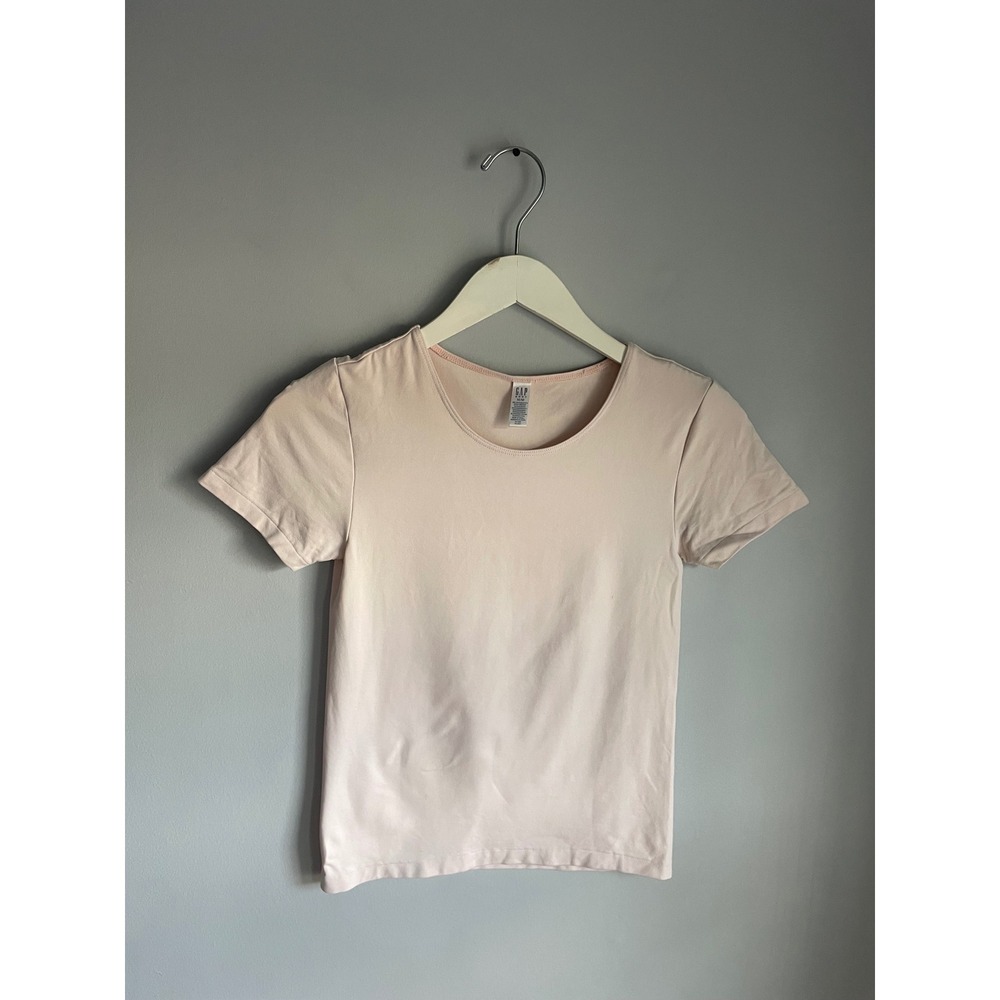 Gap Body Womens Pale Pink Tactel Lycra Scoop Neck Short Sleeve Tee Size M